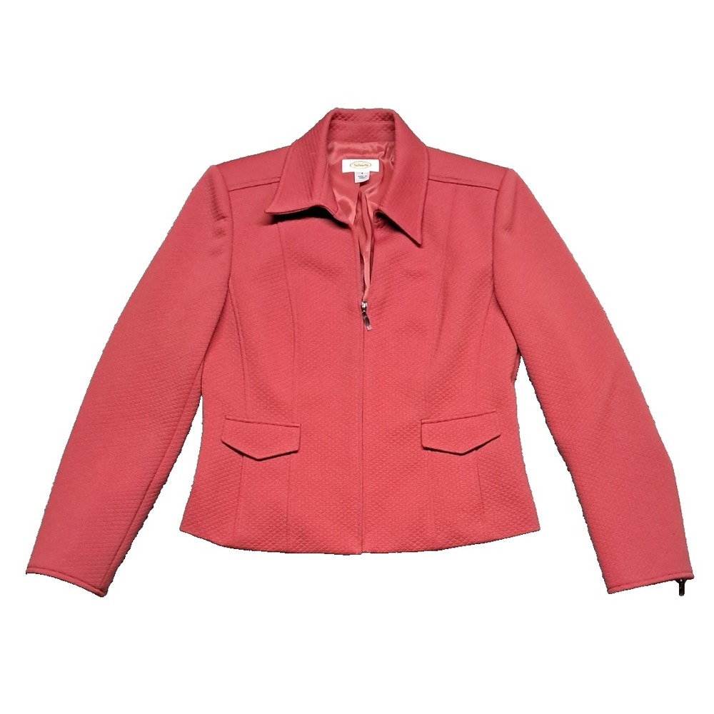 Talbots Blazer Jacket Womens SZ 6 Textured Zip Up Quilted Office Career Office
